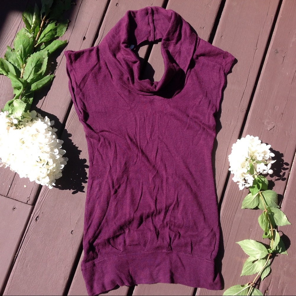 Studio Y Purple Cowl neck sleeveless Sweater sz S